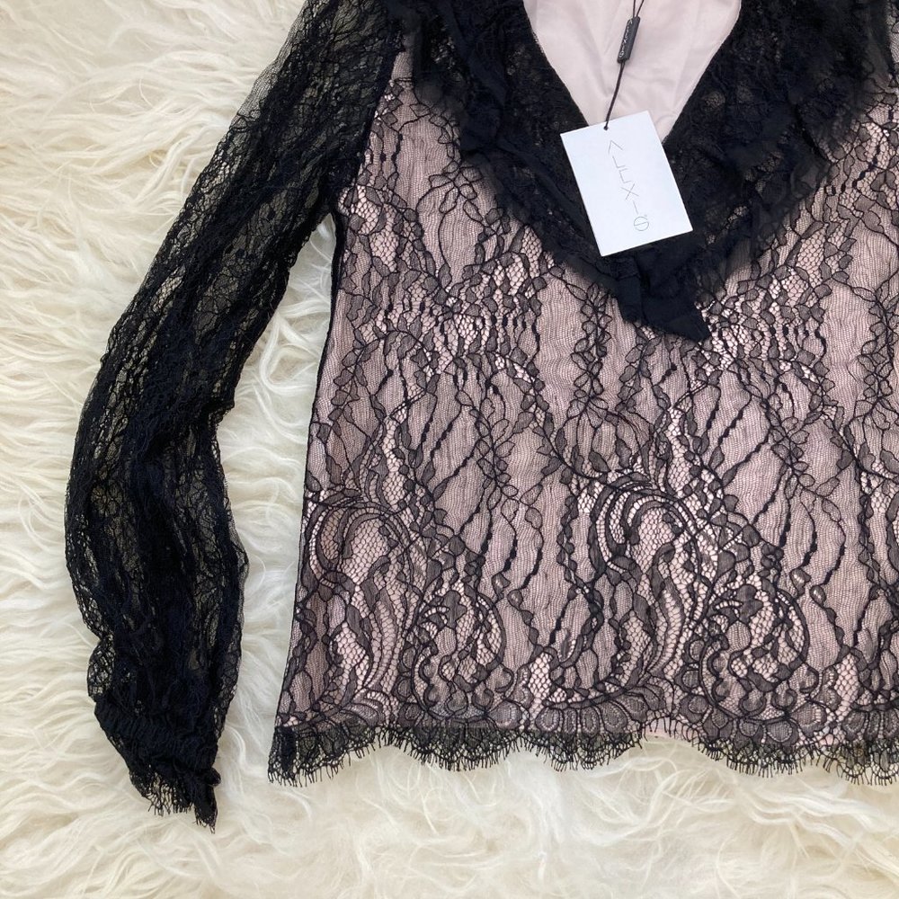 ALEXIS Lace Pattern V-Neck Blouse - Picture 3 of 14